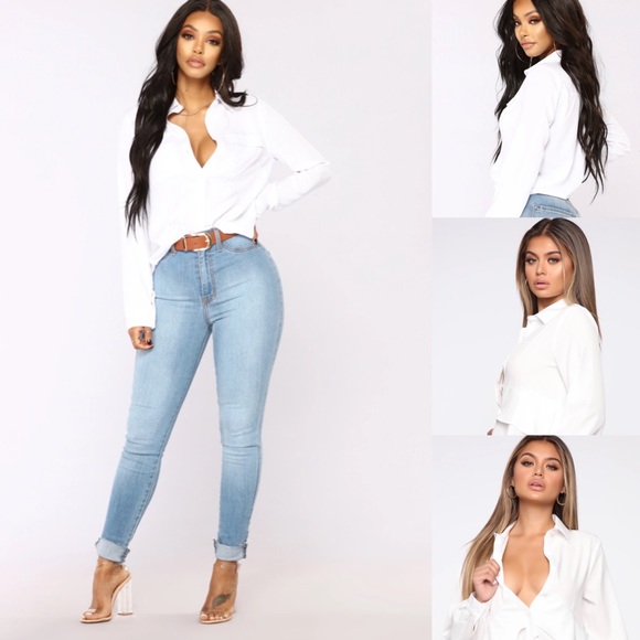 NWT Sexy White Button Up Long sleeve women’s dress shirt - Picture 7 of 7